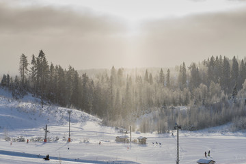 picturesque winter landscape in a ski resort in Russia