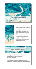 Booklet, presentation, magazine or any document cover design with beautiful abstract background. Imitation of marble or flow of liquid paints. For presentation template, wallpaper, brand identity