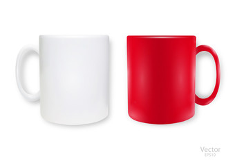 Set of mugs, vector .Isolated coffee mug .Vector templates for Mock Up.
