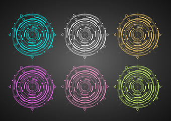 Set of technical details .Fantastic circle .Technical drawing