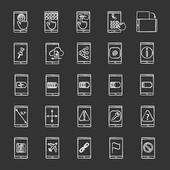 Smartphone chalk icons set