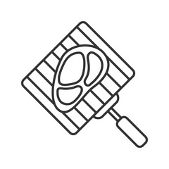 Hand grill with steak linear icon