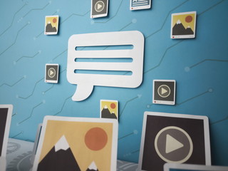 Shareable text/article/post message. Text content on social media. Blog marketing. Connection through text communication.