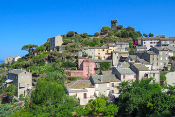 Obraz premium The picturesque mountain village of Nonza, Cap Corse, France