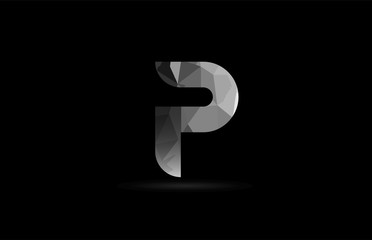 black and white alphabet letter p logo icon design