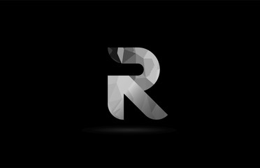 black and white alphabet letter r logo icon design