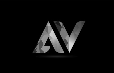 black and white alphabet letter av a v logo combination - obrazy, fototapety, plakaty