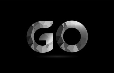 black and white alphabet letter go g o logo combination