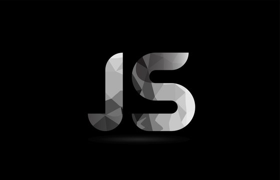 black and white alphabet letter js j s logo combination