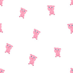 Seamless vector background with cute cartoon pigs.