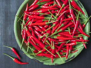 rustic red bird eye chilies