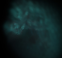 Blue pixel grid fractal on a black background.