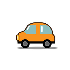 Car flat icon, bright cartoon vehicle concept for poster, banner, logo, website. Passenger car icon. Small transport, smart automobile. For driver school, car rent, automobile salon, car sharing