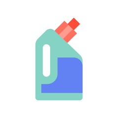 Liquid detergent bottle, cleaning and laundry service related flat icon set