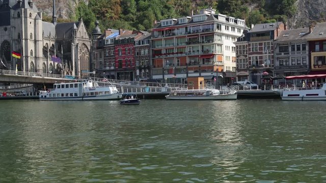 Ship traffic along the Meuse river, Dinant, Belgium