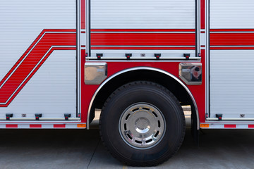 side of a fire truck as background