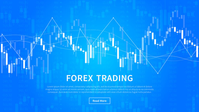 Candle stick chart of financial market trade vector banner. Forex trading graph for fintech project graphic design.