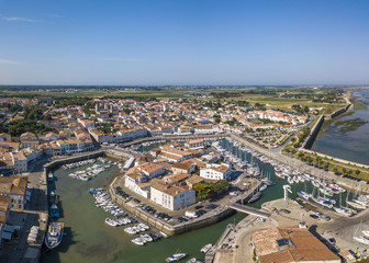 Fototapeta na wymiar Aerial view of the quay at Saint-Martin-de-Re