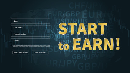 Web page to register account vector illustration. Forex trading webpage layout.
