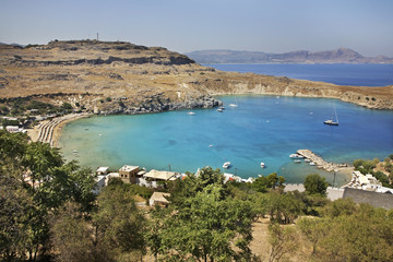 Fototapeta na wymiar Bay of St. Paul in Lindos. Rhodes island. Greece