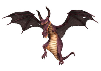Fototapeta premium 3D Rendering Fantasy Dragon on White