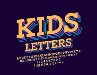 Vector Colorful Letters for Kids. Children Bright Font. Modern Alphabet Letters, Numbers and Symbols