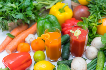 Selection of fresh fruit and vegetable ingredients