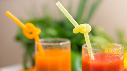 Glass of fresh healthy vegetable and fruit juice