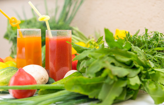 Healthy diet and nutrition with vegetable smoothie