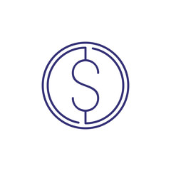 Cash line icon. Coin with dollar symbol. Money concept. Can be used for topics like finance management, profit, earning, budget