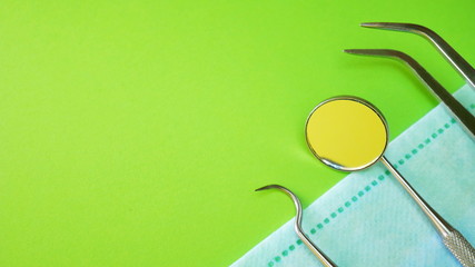 Dentist tools or instruments in dental office
