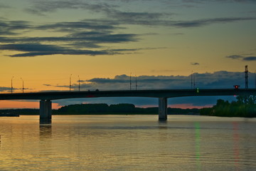 Bridge over the river Kostroma, Kostroma, Russia.