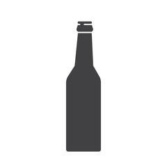 Beer bottle Icon. Mock up glass beer lemonade Clean Bottle. Black simple silhouette. Symbol Template Logo. Isolated vector illustration.