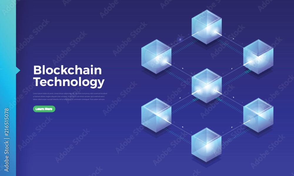 Aufkleber flat design concept blockchain and cryptocurrency technology. composition for layout design website 