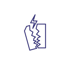 Risk line icon. Lightning and torn paper. Business concept. Can be used for topics like risk management, crash, loss