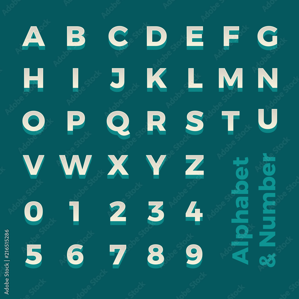 Fototapete vector 3d isometric alphabet and number. for design layout graphic or website banner content.