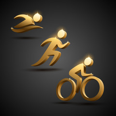 Triathlon golden icons