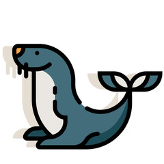 Sea lion LineColor illustration