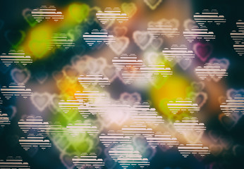 mixed color and heart shape  bokeh abstract background. love concept