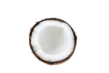 Coconut isolated on white background. Space for text or design.