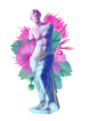 Venus de Milo statue and albizia flowers © Ekaterina Glazkova