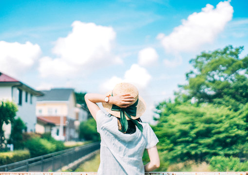 Summer Sky and Woman
