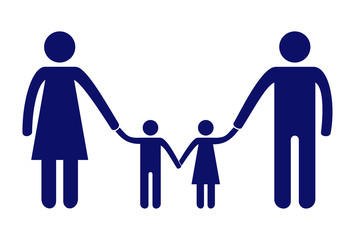 Vector couple with their son and daughter on white background