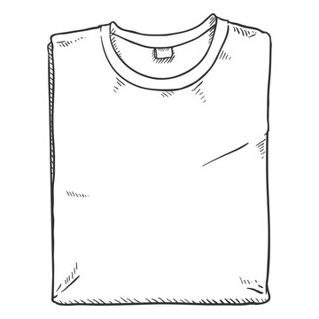 Vector Sketch Illustration - Folded T Shirt