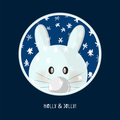 Cute birthday baby sticker with rabbit