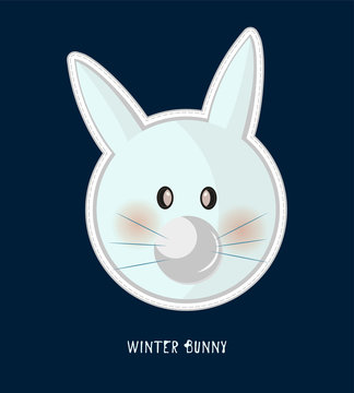 Cute birthday baby sticker with rabbit