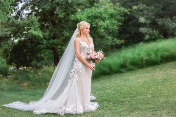 beautiful bride in wedding dress - Powered by Adobe