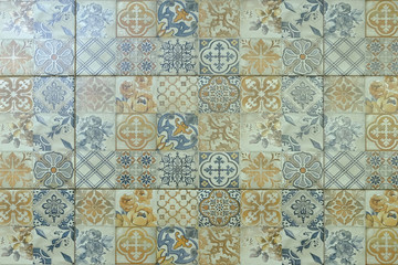 Ceramic tiles with ornaments. Mosaic, ceramic tiles for kitchen, abstract pattern.