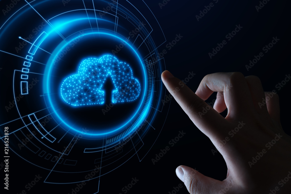 Poster cloud computing technology internet storage network concept