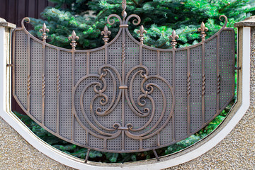 wrought-iron gates, ornamental forging, forged elements close-up